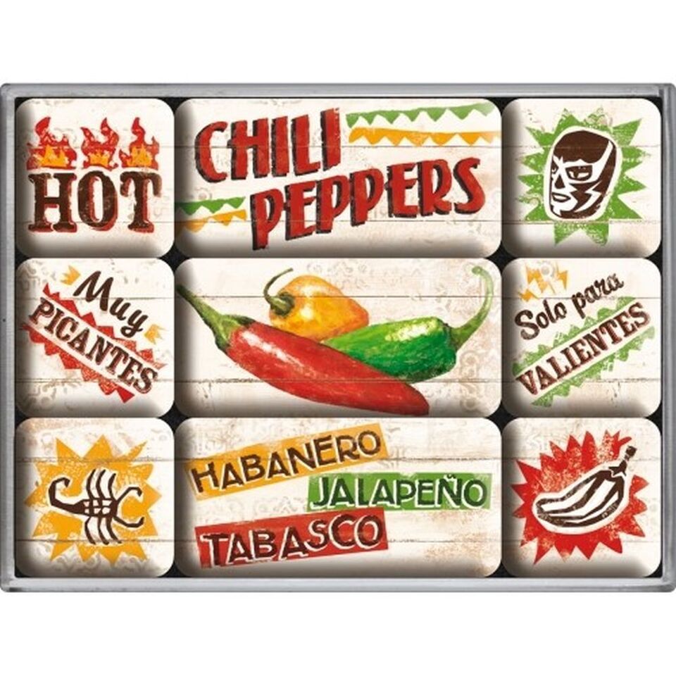 Magnetsæt 9 stk - Chili Peppers
