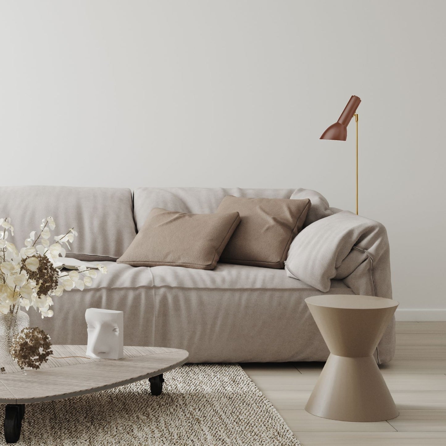CPH Lighting Oblique gulv messing - teglrød