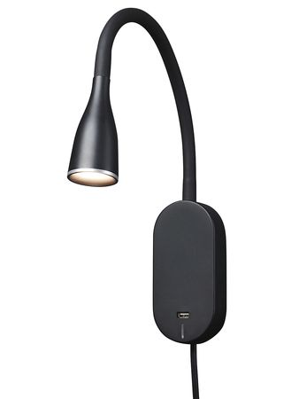 Nielsen Light - Eye Væglampe m/USB Sort fra Lampeexperten