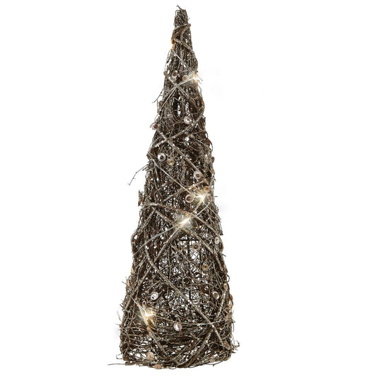 Bahne - Cone tree med lys small guld 42 cm fra Lampeexperten