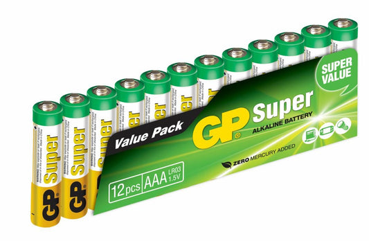 GP Super Alkaline batterier AAA 12 stk - GN Belysning fra Lampeexperten
