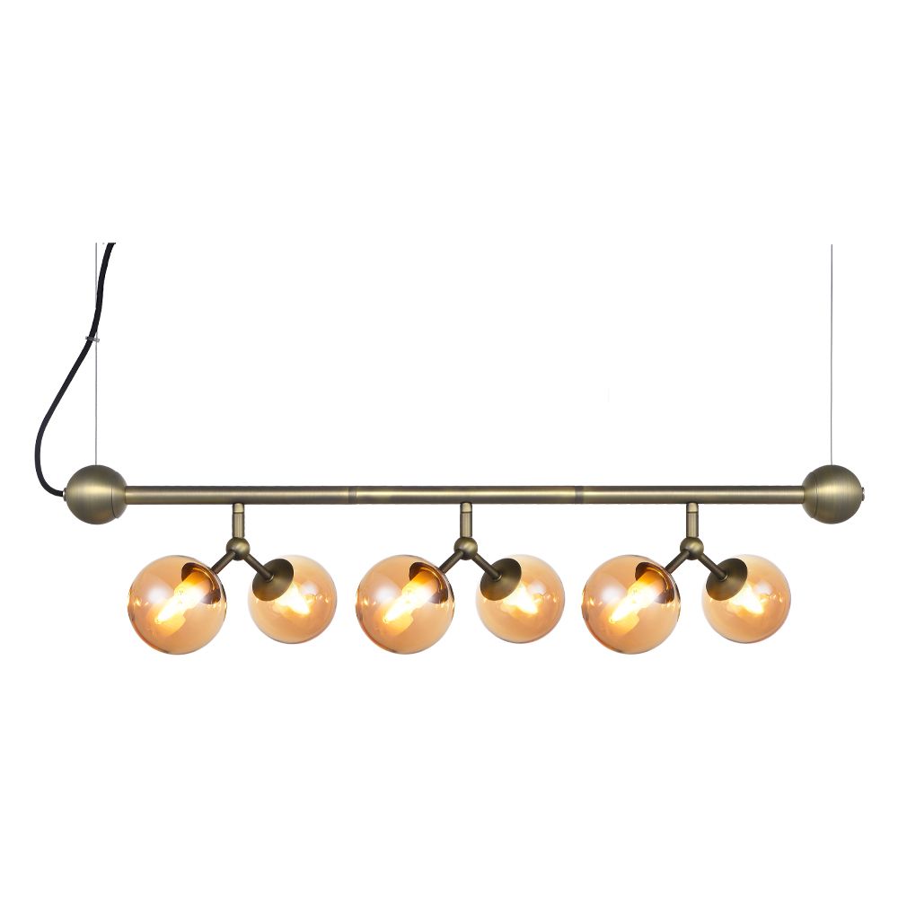 Halo Design - Atom Vandret Pendel Small Amber/Antik Messing fra Lampeexperten