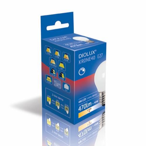 DIOLUX KRONE40 4W 827 E27 470lm 3-DIM fra Lampeexperten