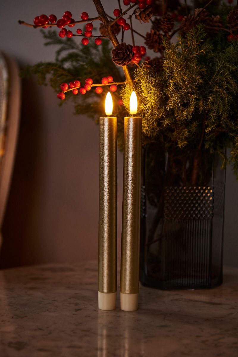 Sirius - Sille Kronelys H:25 2-pak Guld - fra Lampeexperten