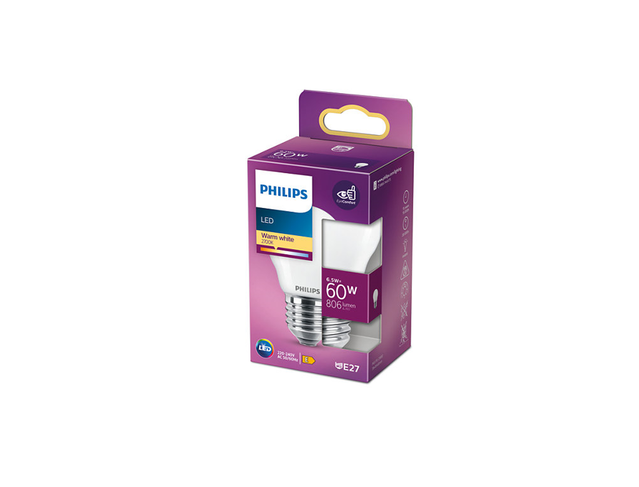 Philips kronglödlampa E27 6,5W (60W)