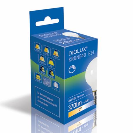 GN DIOLUX KRONE40 4W 927 E14 370lm dæmpbar