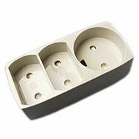 GN 3-Socket 2+1 m/jord m/blindhål grå 250V 10A