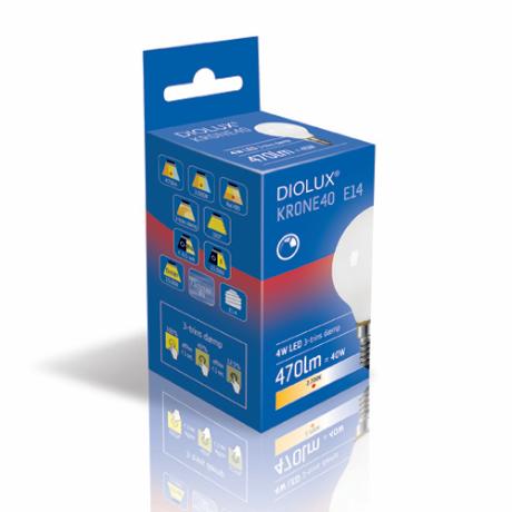 GN DIOLUX KRONE40 4W 830 E14 470lm 3-DIM