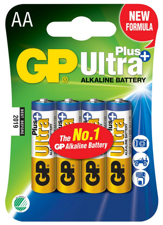 GP Ultra Plus AA batterier 4 stk. fra Lampeexperten