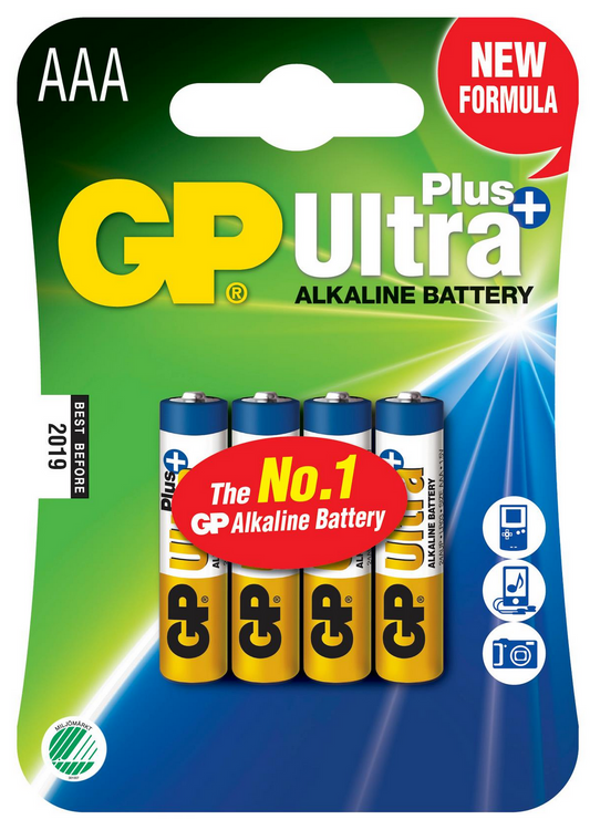 GP Ultra Plus AAA batterier 4 stk. fra Lampeexperten