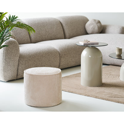 Taupo Puf, fløjl, beige Ø40x35 cm