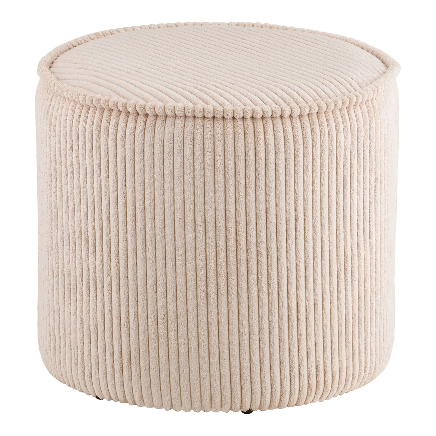 Taupo Puf, fløjl, beige Ø40x35 cm