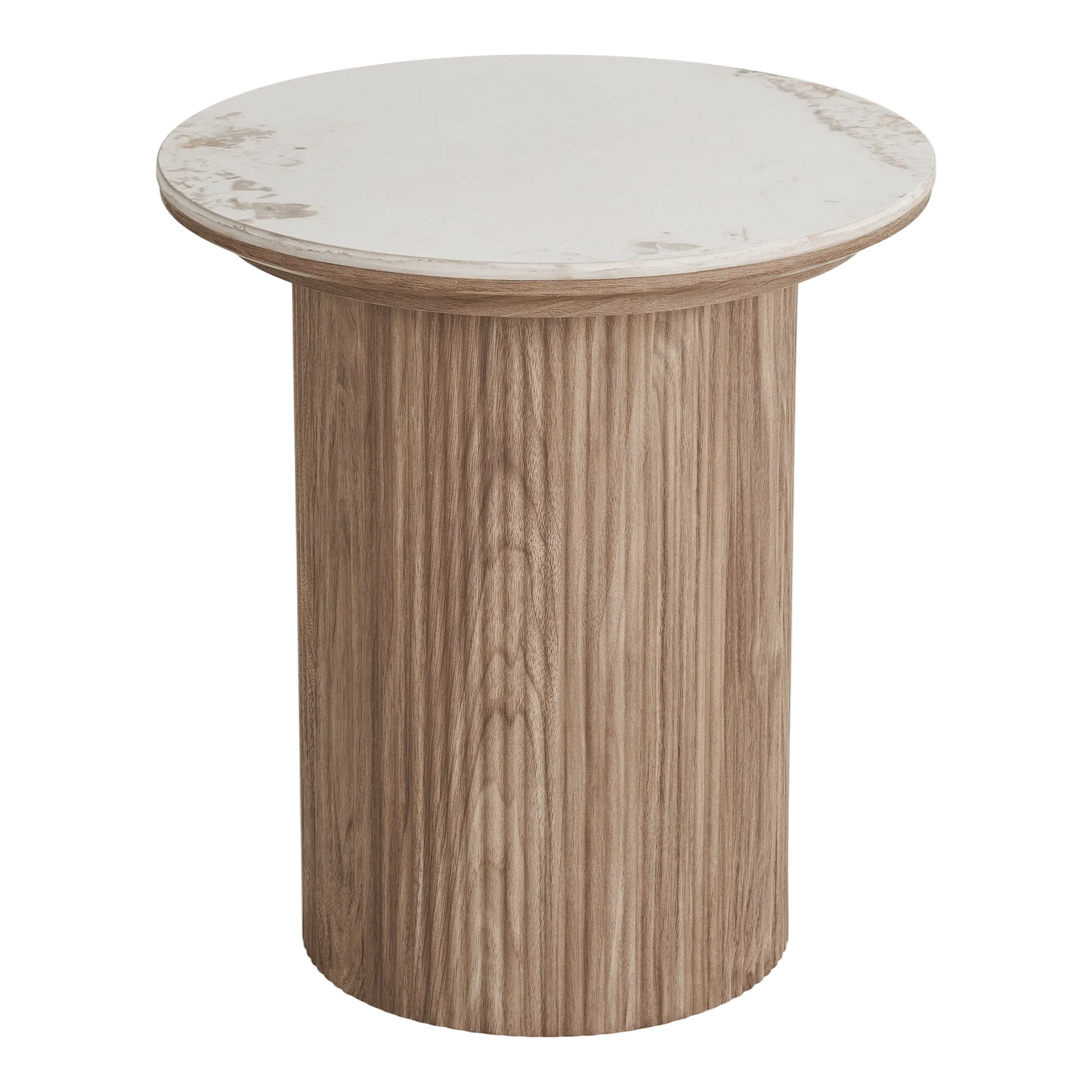 Athens Hjørnebord, keramik bordplade Hvid/brun Ø45x50cm