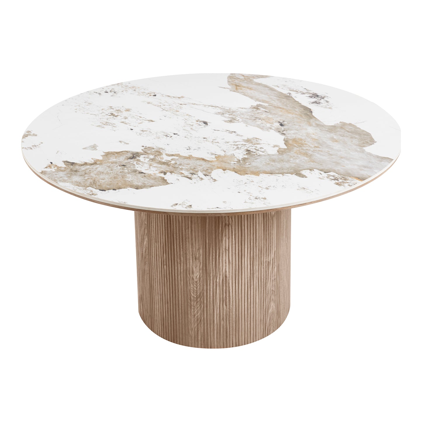 Athens Spisebord, keramik bordplade Hvid/brun Ø120x76 cm.