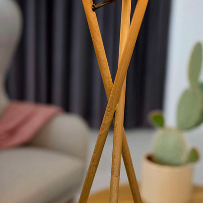 Nielsen light - Uptown gulvlampe trælook med hvid skærm