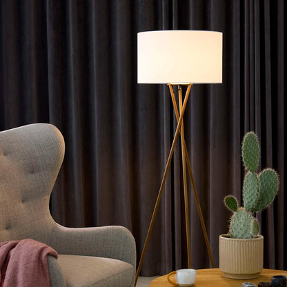 Nielsen light - Uptown gulvlampe trælook med hvid skærm