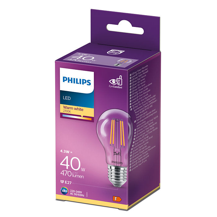 Philips LED CLA 40W A60 E27 2700K CL UE SRT4