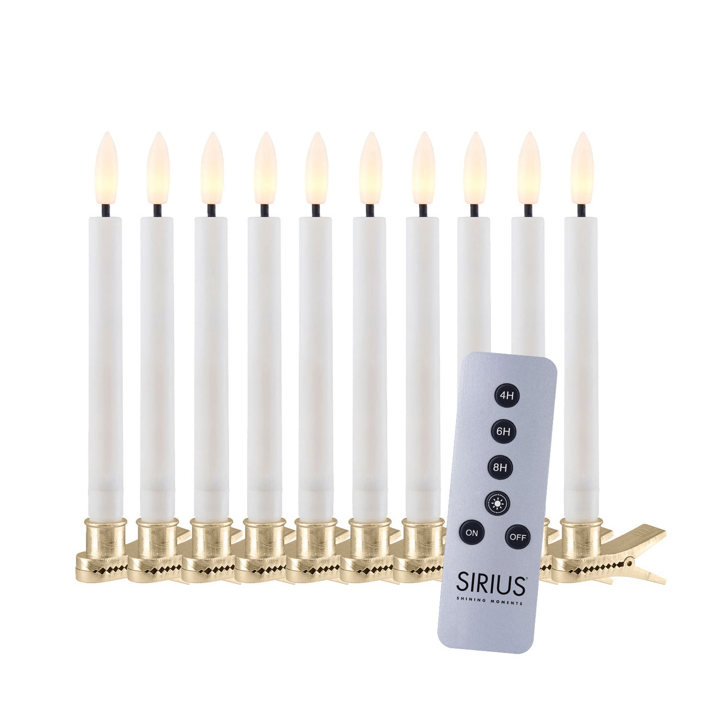 Sirius Sille voksjuletræslys 10-pak - Hvid