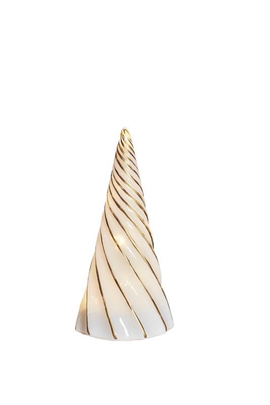 Sirius Vilma træ Ø9,5x19cm - Hvid/guld