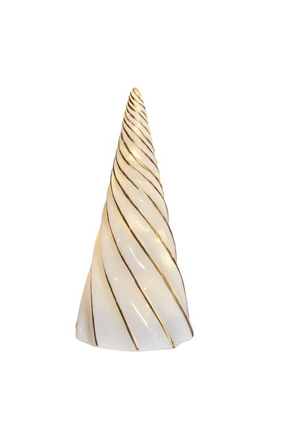 Sirius Vilma træ Ø11x23,5cm - Hvid/guld