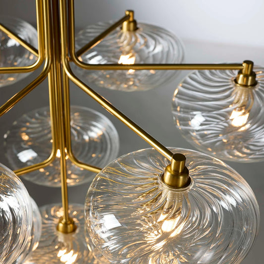 Nielsen light Emilia lysekrone - messing klar glas