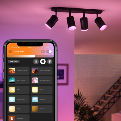 Philips Hue Fugato Hue Loftlampe 4-Spot - Sort