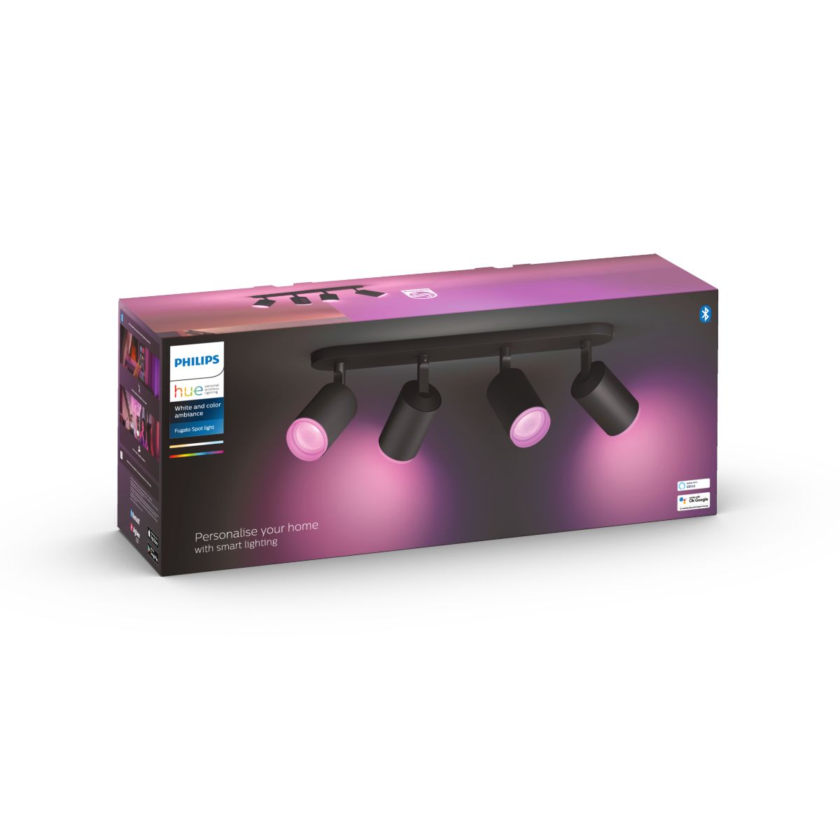 Philips Hue Fugato Hue Loftlampe 4-Spot - Sort