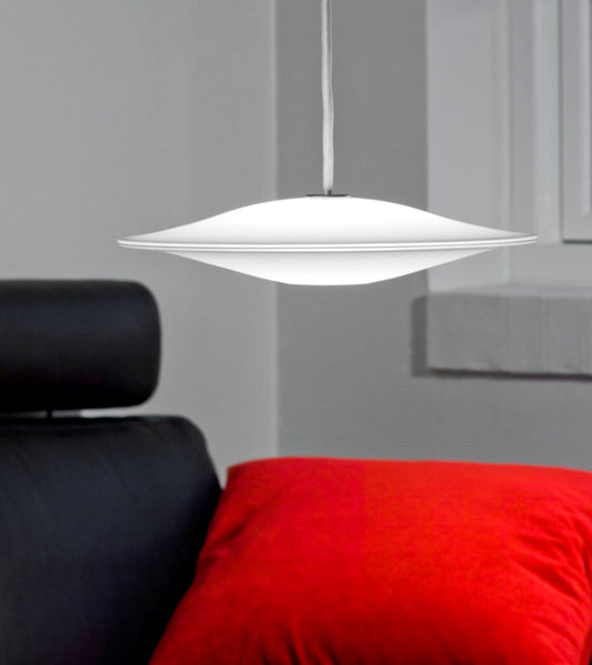 Klassisk Piet Hein Sinus lampe med hvidt opal-glas