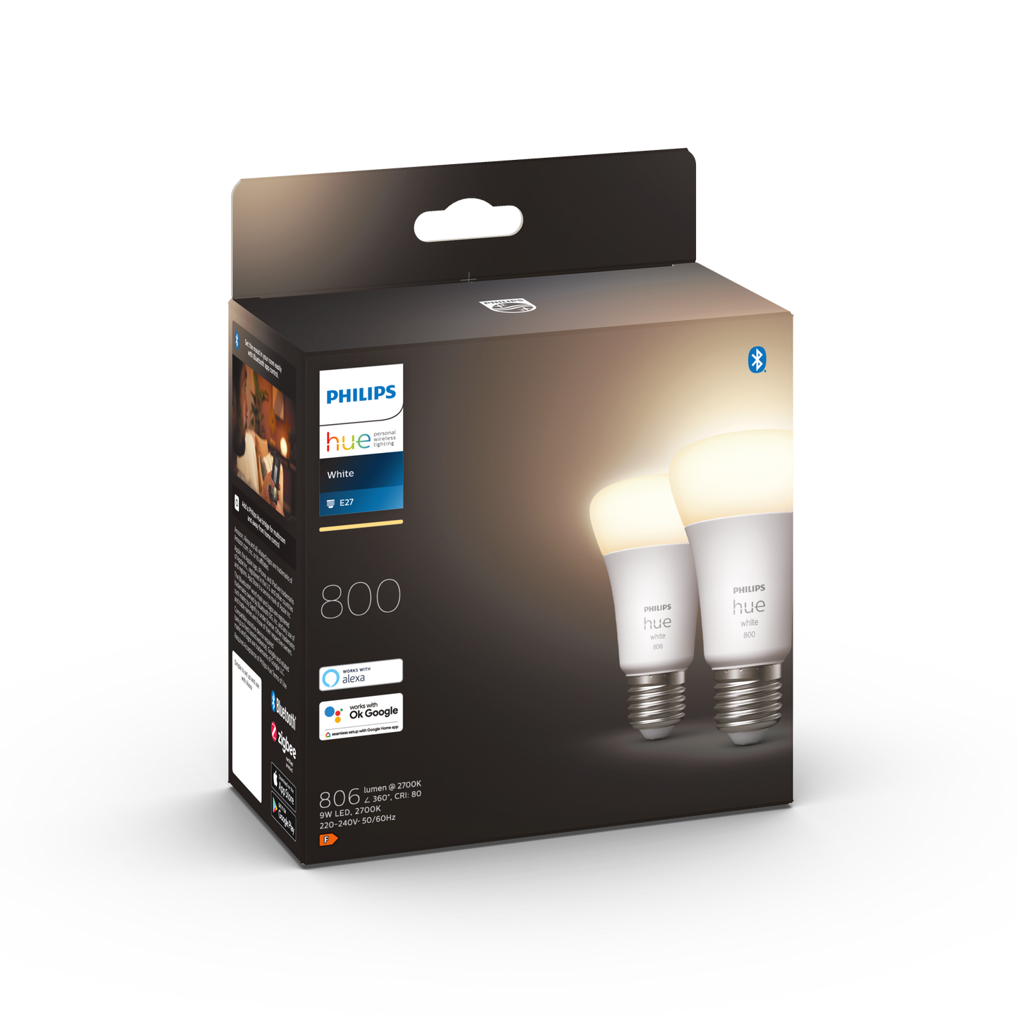 Philips Hue - Hue White E27 Ljuskälla med Bluetooth 2-pack