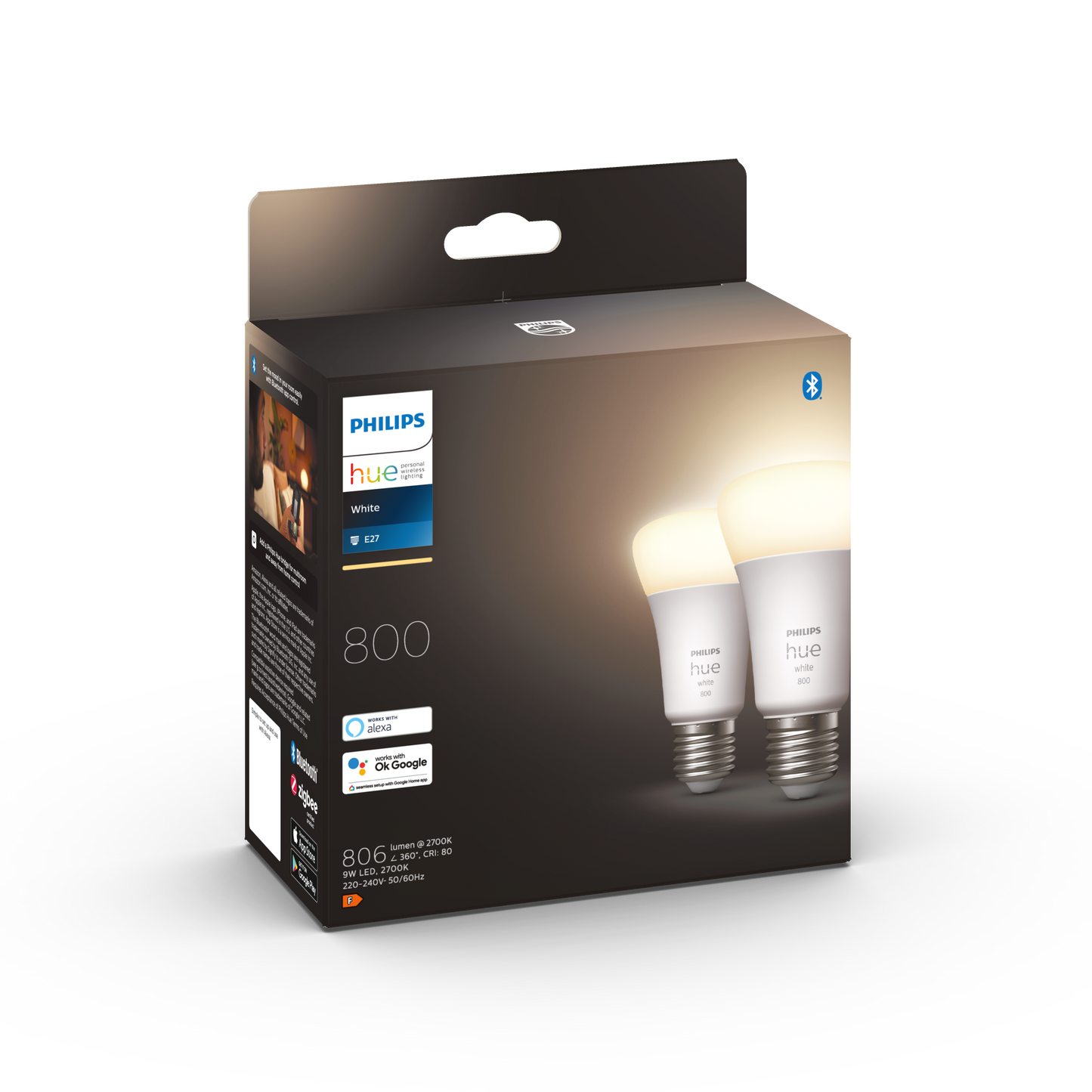 Philips Hue - Hue White E27 Lyskilde m. Bluetooth 2-pak