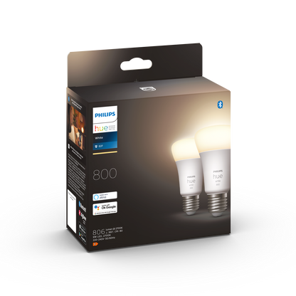 Philips Hue - Hue White E27 Lyskilde m. Bluetooth 2-pak