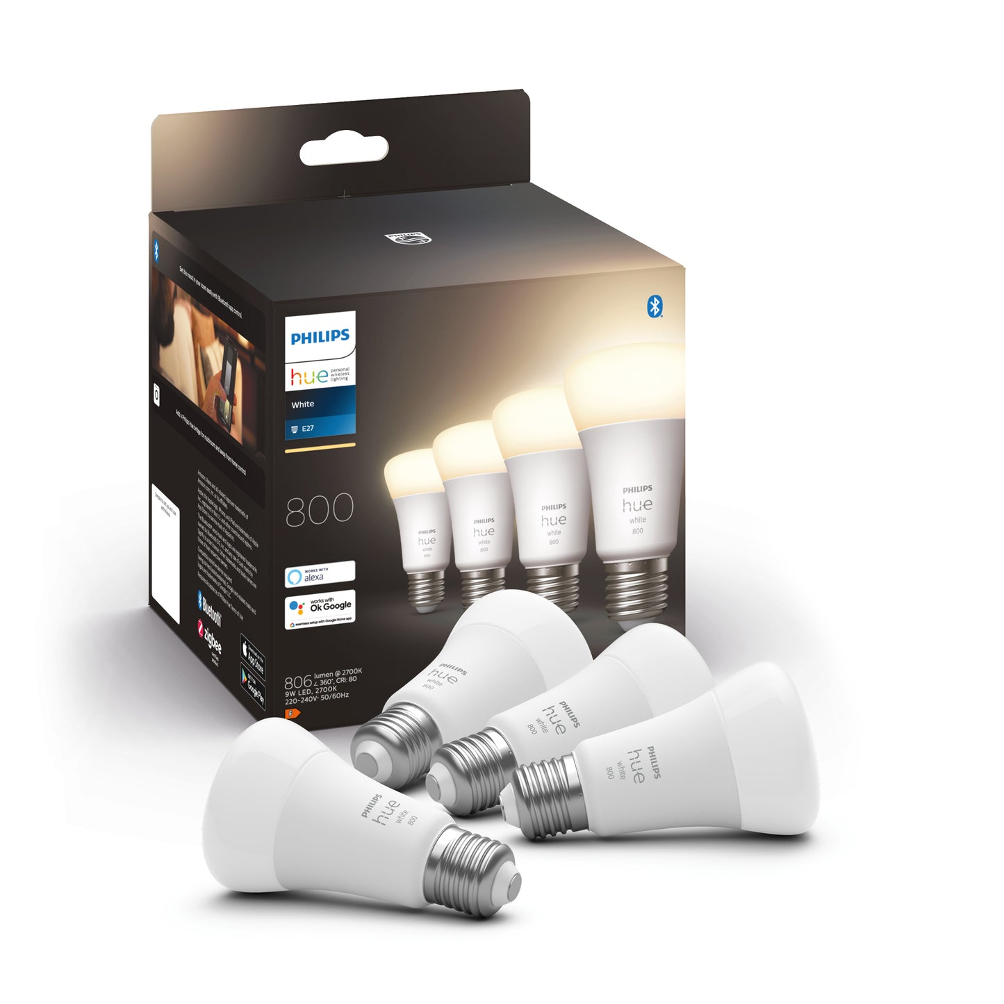 Philips Hue - Vit 9W A60 E27 EU 4Pak