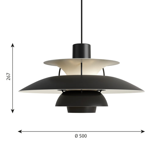 Louis Poulsen PH 5 Pendel - Monokrom Sort