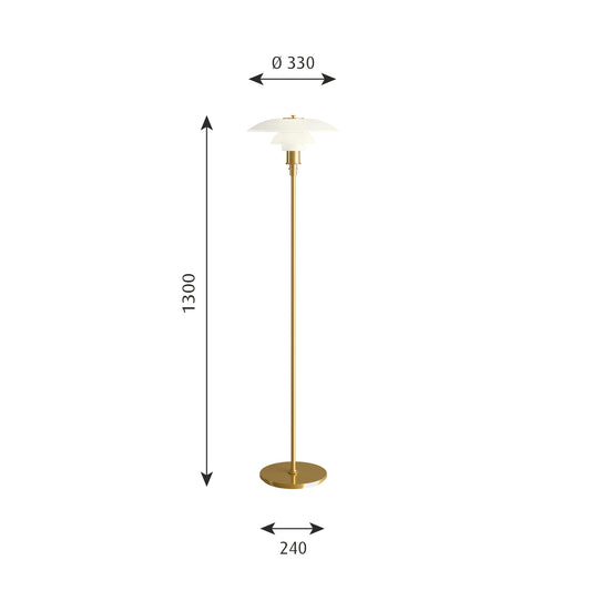 Louis Poulsen - PH 3½-2½ Gulvlampe - Messing Metalliseret