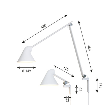 Louis Poulsen - NJP Væglampe Kort Arm - Hvid