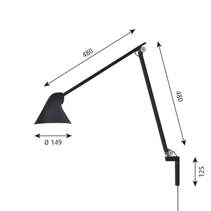 Louis Poulsen - NJP Vägglampa Lång Arm - Svart