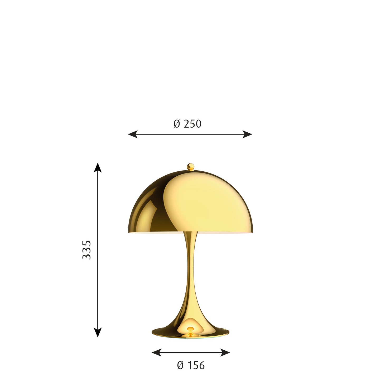 Louis Poulsen - Panthella 250 Bordlampe - Messing Metalliseret