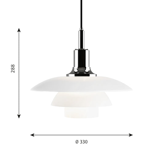 Louis Poulsen PH 3½-3 Glas Pendel Højglansforkromet