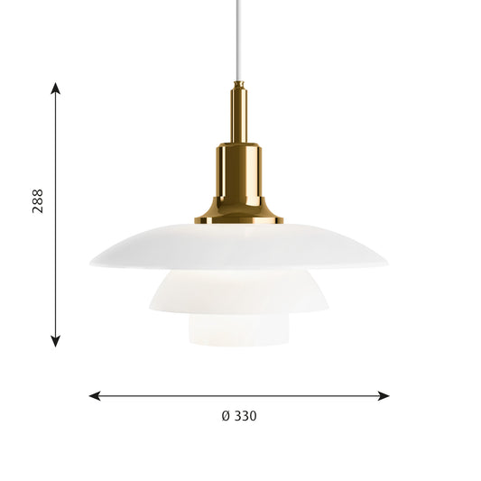Louis Poulsen PH 3½-3 Glas Pendel Messing Metalliseret