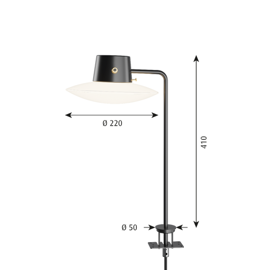 Louis Poulsen AJ Oxford bordlampe - HØJ M/PIND - Opal glas