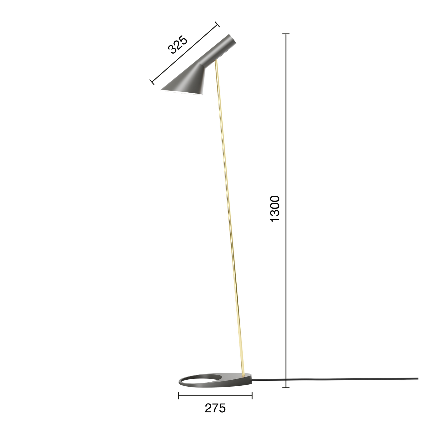 Louis Poulsen AJ Gulvlampe Brass/Warm Grey