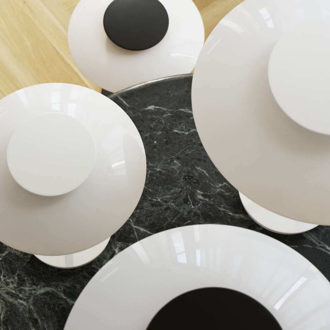 Louis Poulsen PH 80 Bordlampe Opal White/High Lustre Chrome Plated