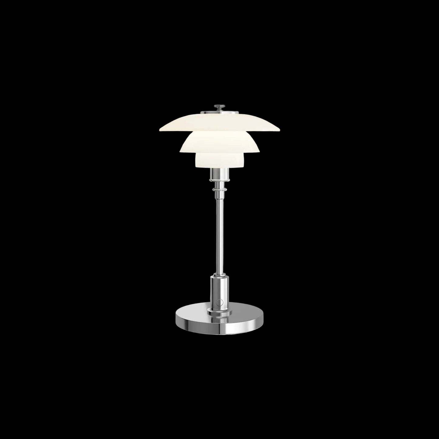 Louis Poulsen PH 1/1 Portable lampe high lustre chrome plated med opalglasskærme
