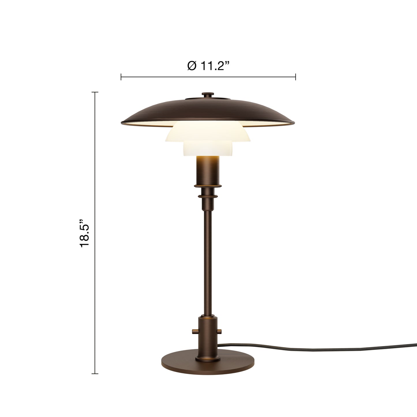 Louis Poulsen PH 3/2 bordlampe - aged brass/opal