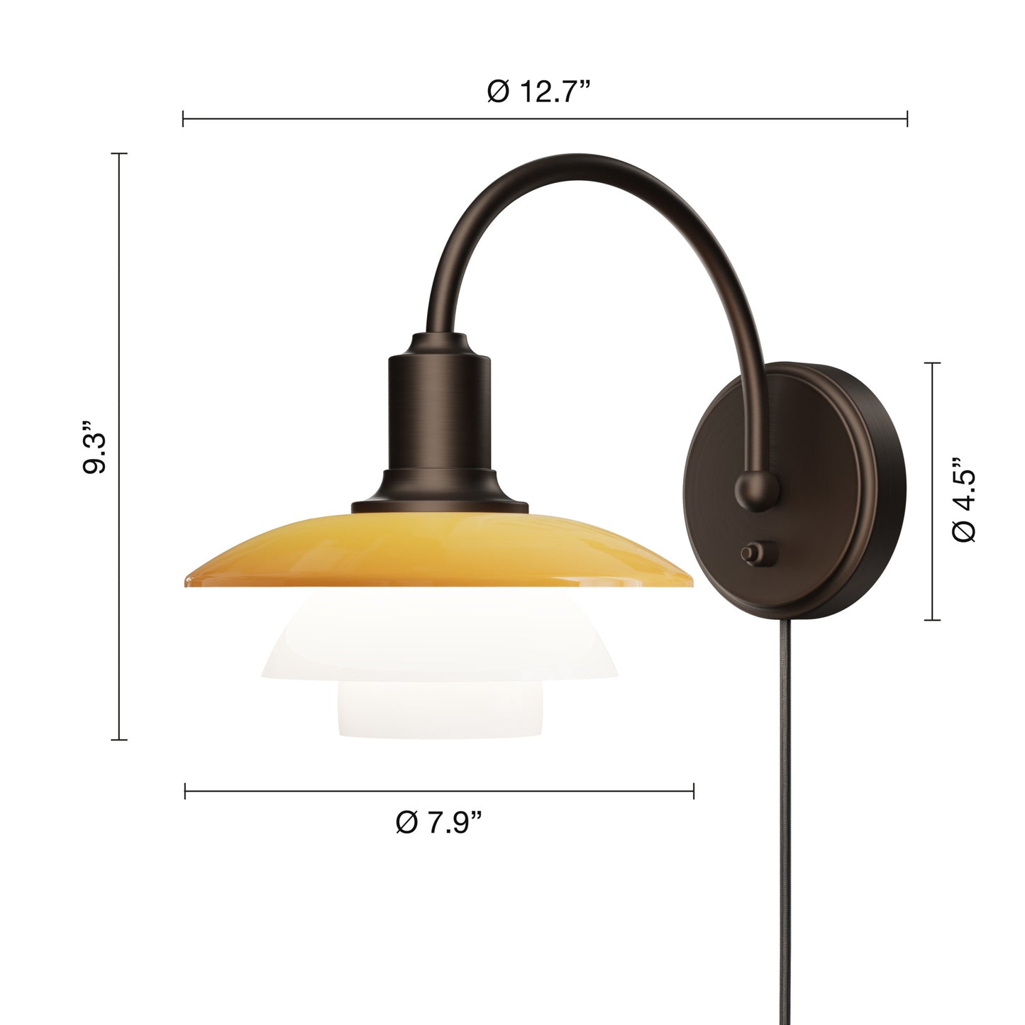 Louis Poulsen PH 2/2 Væglampe Centenary Edition Amber/Opal White