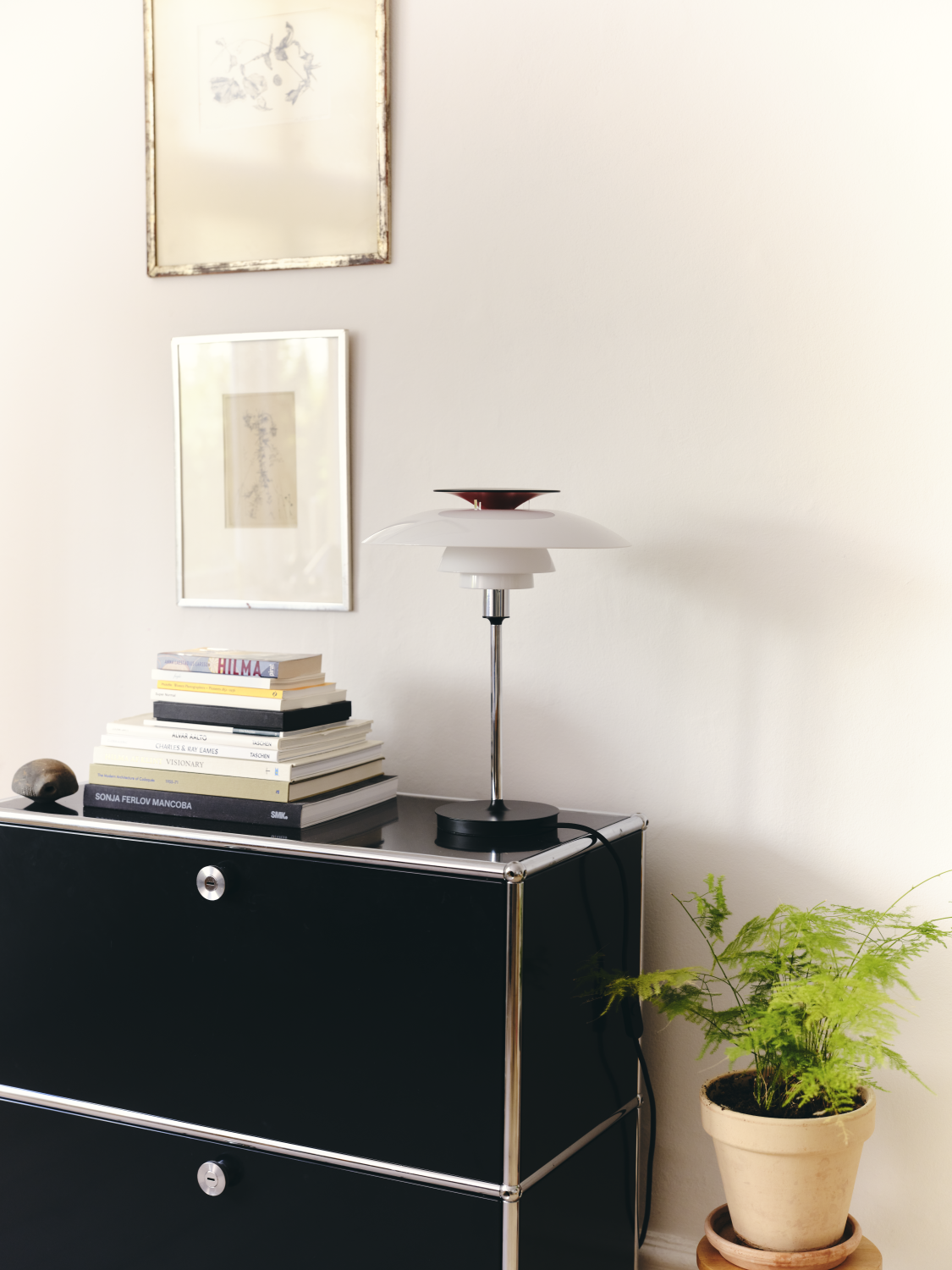 Louis Poulsen PH 80 Bordlampe Opal White/High Lustre Chrome Plated