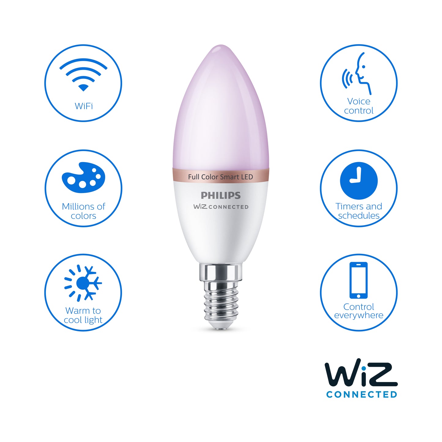 Philips Smart fuld farve kerte LED pære E14 40W x2