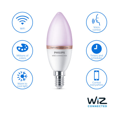 Philips Smart fuld farve kerte LED pære E14 40W x2
