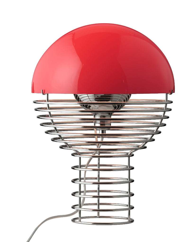 Verpan Wire Bordlampe Ø30 - Krom/Rød