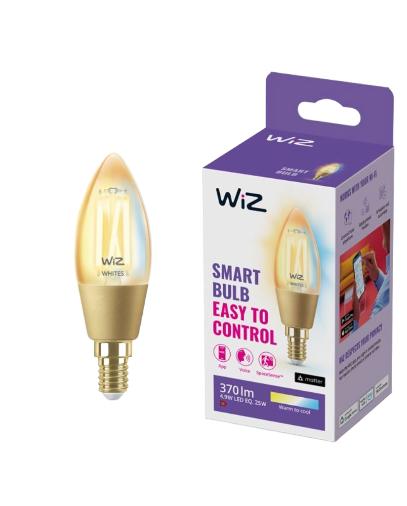 Smart justerbar ravfarvet kerte LED Filament E14 25W